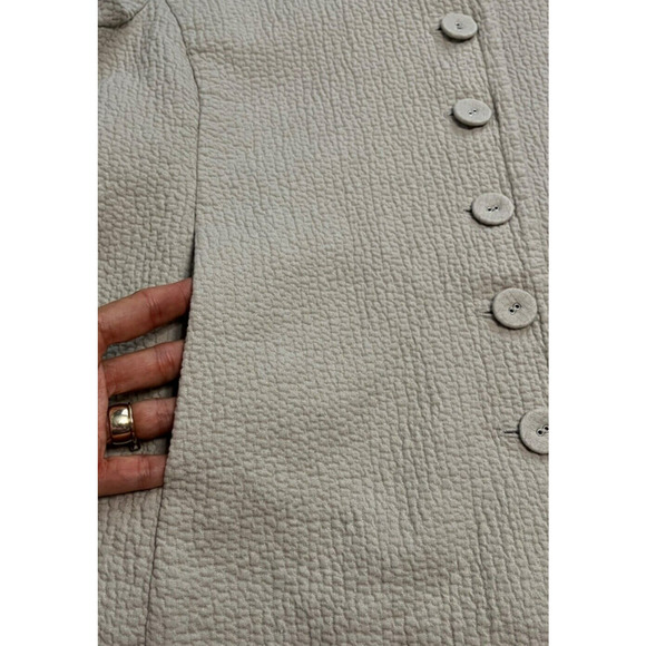 Eileen Fisher Gauzy Texture Blazer Jacket Pockets Minimalist Beige Size XS - Picture 8 of 13